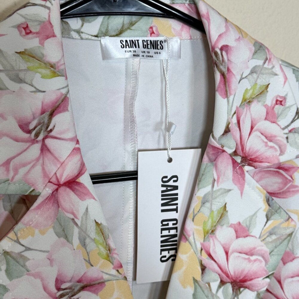 Saint Genies coat Floral trench coat jacket / blazer dress  Sz 6 WOMEN USA NEW - Picture 5 of 10